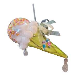 Christmas Tree -ORNAMENT -Blown Glass -ICE CREAM CONE -Sprinkles -ART GLASS